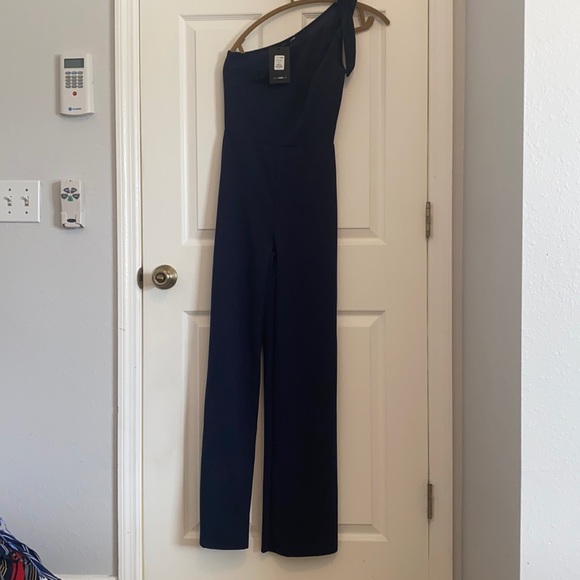 Nwt navy one shoulder jumpsuit. - Picture 1 of 4